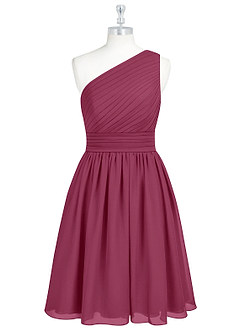 Azazie Katrina Bridesmaid Dresses Mulberry A-Line One Shoulder Chiffon Dress image6
