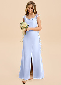 Azazie Cindy Junior Ice A-Line Ruched Chiffon Dress image3