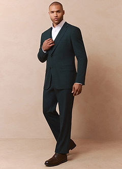 front Savile Verde Oscuro Traje de tres piezas de mezcla de lana