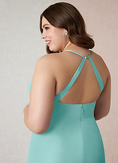 Azazie Becca Brautjungfernkleider Etui V-Hals Chiffon Kleid Aqua image11