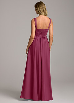 Azazie Rosaline Bridesmaid Dresses Mulberry A-Line Side Slit Chiffon Dress image6