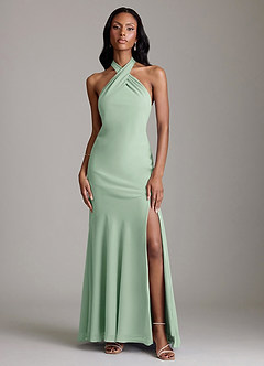 Azazie Lorena Vestidos de damas de honor Vestido de Agave de Gasa de Corte Sirena con Plisado image1