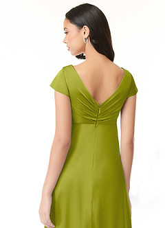 Azazie Allessia Maternity Bridesmaid Dresses A-Line Pleated Stretch Satin Floor-Length Dress image7