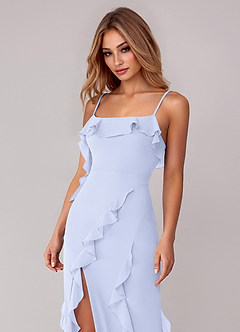 Azazie Malia 신부 들러리 드레스 쉬스 셔링 쉬폰 바닥 길이 드레스 image2