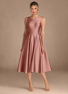 Azazie Fulton Mère de la mariée Robes Robe Trapèze en Satin extensible Plissée Rosette image5