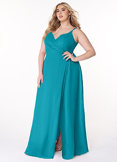 Azazie Lennon Bridesmaid Dresses Jade A-Line Lace Chiffon Dress image10