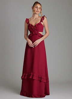 Azazie Malaya Bridesmaid Dresses Burgundy A-Line Corset Chiffon Dress image1