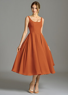 Azazie Amalie Bridesmaid Dresses Cinnamon A-Line Pleated Chiffon Dress image3