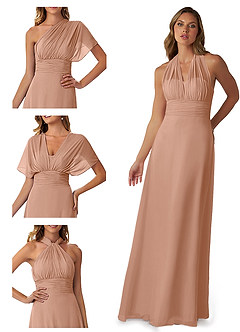 Azazie Fifi Bridesmaid Dresses Champagne Rose A-Line Strapless Chiffon Convertible Dress image7