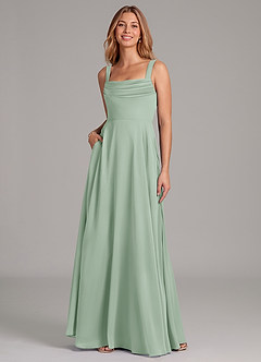 Azazie Shaude Brudtärnklänningar Klä av A-Linje i Chiffong Plisserad Agave image3