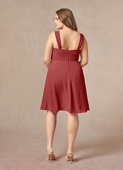 Azazie Olivia Mother of the Bride Dresses Rust A-Line Square Neckline Pleated Chiffon Dress image11