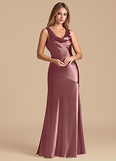 Azazie Rylina Bridesmaid Dresses Vintage Mauve Mermaid Metallic Satin Dress image4