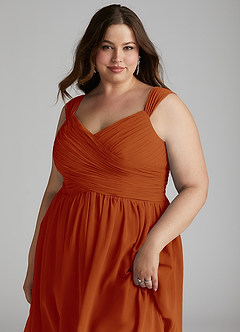 Azazie Angie Bridesmaid Dresses Paprika A-Line Corset Chiffon Dress image16