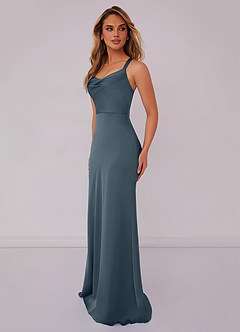 Barbie ♥ Azazie Bridesmaid Dresses Twilight Mermaid Pleated Stretch Satin Dress image4