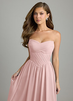 Azazie Tammy Bridesmaid Dresses Powder Pink A-Line Corset Chiffon Dress image6