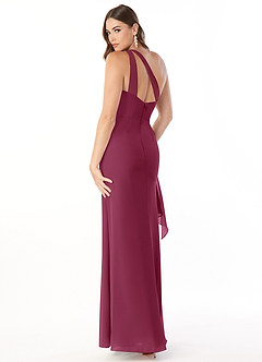Azazie Maive Bridesmaid Dresses Mulberry Sheath Pleated Ruffle Chiffon Dress image4