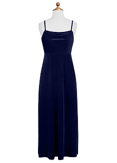 Azazie Solange Junior Dark Navy A-Line Velvet Dress image7
