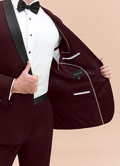 front Winston Burgundy Shawl Lapel Tuxedo Jacket