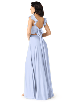 Azazie Everett Bridesmaid Dresses Ice A-Line V-neck Ruched Chiffon Dress image2