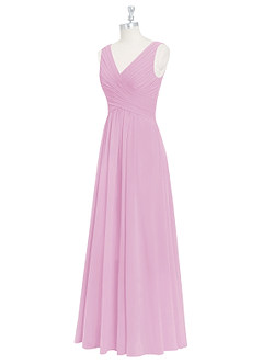 Azazie Flora Bridesmaid Dresses Candy Pink A-Line Pleated Chiffon Dress image9