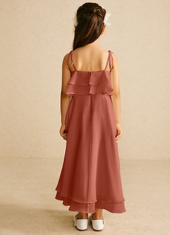 Azazie Temi Flower Girl Dresses Clay A-Line Spaghetti Strap Chiffon Dress image5