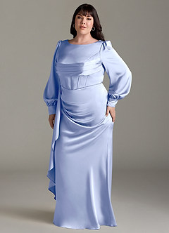 Azazie Raye Bridesmaid Dresses Ice Mermaid Long Sleeve Stretch Satin Dress image10