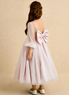 Azazie Trudy Flower Girl Dresses Blushing Pink Ball-Gown Sweetheart Neckline Tulle Dress image7