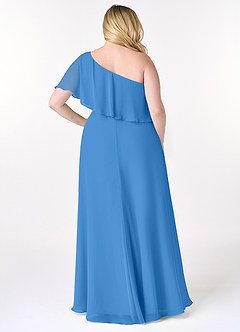 Azazie Lizzy Bridesmaid Dresses Blue Jay A-Line One Shoulder Chiffon Dress image9