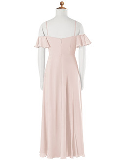 Azazie Juna Junior Robe Trapèze en Mousseline de soie Épaule décolletée Rose Pétale image7