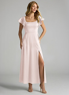 Azazie Bondi Abiti da Damigella Abito A-Line in Raso Elasticizzato Increspato Rosa Rossore image1