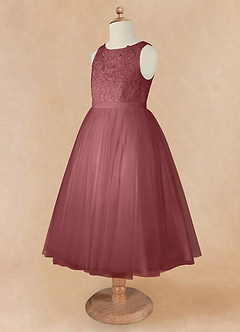 Azazie Calla Flower Girl Dresses Amethyst Ball-Gown Lace Tulle Dress image9