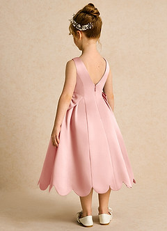 Azazie Macaroon Final Sale Blushing Pink Ball-Gown Bow Matte Satin Dress image3