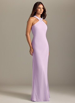 Azazie Doretta Bridesmaid Dresses Frosted Lilac Mermaid Pleated Chiffon Dress image3