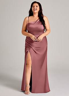Azazie Madelyn Bridesmaid Dresses Amethyst Mermaid One Shoulder Stretch Satin Convertible Dress image15