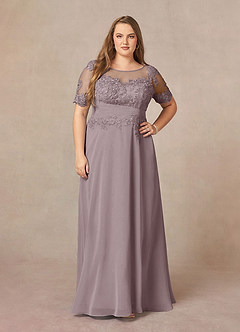 Azazie Raissa Abiti per la Madre della Sposa Abito A-Line in Chiffon Pizzo Dusk image9
