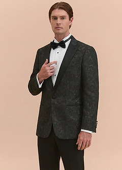front Joseph Black Formal Jacquard Peak Lapel Tuxedo Jacket