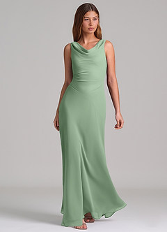 Azazie Nerine Brudtärnklänningar Klä av A-Linje i Chiffong Plisserad Matcha image1