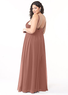 Azazie Aziza Bridesmaid Dresses Cedar Rose A-Line V-Neck Pleated Chiffon Dress image10