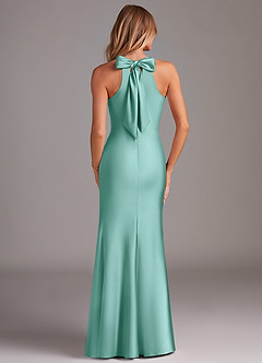 Azazie Doretta Brautjungfernkleider Meerjungfrau-Linie Plissee Stretch-Satin Kleid Aqua image2