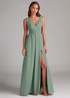Azazie Tanicia Bridesmaid Dresses Silver Sage A-Line Pleated Chiffon Dress image4
