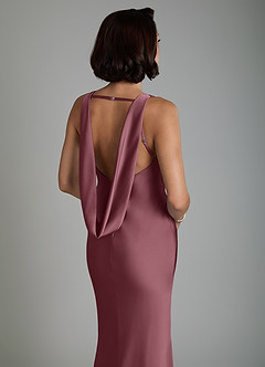 Azazie Dariah Bridesmaid Dresses Desert Rose Mermaid Side Slit Stretch Satin Dress image4