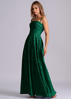 Azazie Lucienne Brautjungfernkleider A-Linie Schulterfrei Blumen-Burnout Kleid Smaragd image7