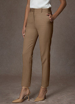 Victoria Truffle Refined Weave Full Length Dress Pants