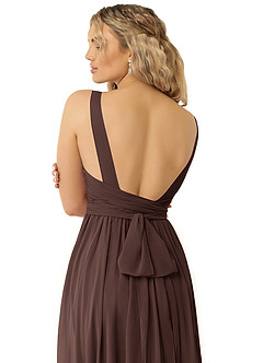 Azazie Kora Bridesmaid Dresses Ganache A-Line Pleated Chiffon Dress image6