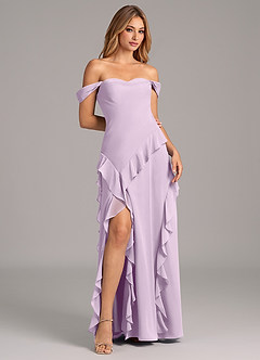 Azazie Sloane Brautjungfernkleider A-Linie Herzausschnitt Chiffon Kleid Frostiges Flieder image4