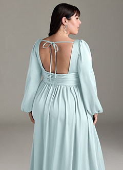 Azazie Norah Brautjungfernkleider A-Linie Stretch-Satin Kleid Seegrün image13