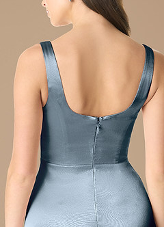 Azazie Joyce Bridesmaid Dresses Twilight A-Line Side Slit Metallic Satin Dress image5