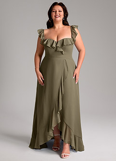 Azazie Lyra Bridesmaid Dresses Willow Green A-Line Chiffon Convertible Dress image15