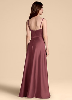 Azazie Prisha Junior Abito A-Line in Raso Elasticizzato Plissettato Merlot image2