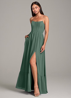 Azazie Kailee Bridesmaid Dresses Sea Moss A-Line with Pockets Chiffon Dress image4